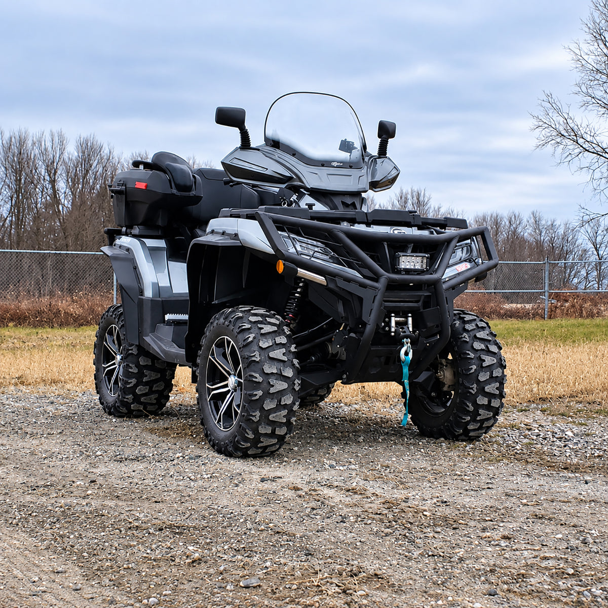 CFMOTO CForce 800XC ATV equipped with a PERFEX 2-inch suspension lift, viewed from the front at an angle.