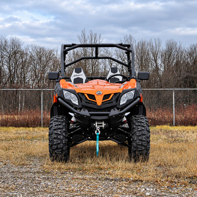 Front view of a CFMOTO ZForce 500 Trail UTV equipped with a PERFEX 2" lift kit.