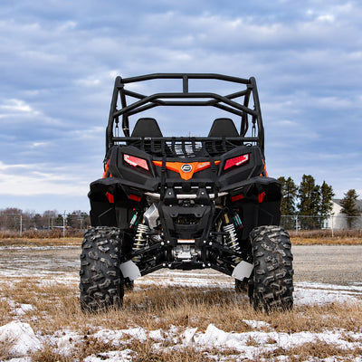 Rear view of a lifted CFMOTO ZForce 1000 UTV showing its rear suspension with a PERFEX 2" lift kit.